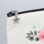 İsme özel çiçekli çok amaçlı canvas clutch çanta