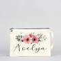 İsme özel çiçekli çok amaçlı canvas clutch çanta