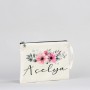 İsme özel çiçekli çok amaçlı canvas clutch çanta